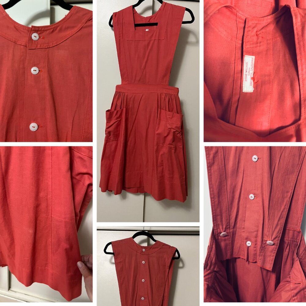 Byrnie Williams 1960s Vintage Pinafore Desert Coral Color 26 inch waist